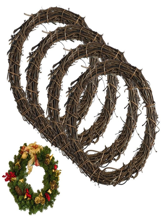 Gabrella 4 Pcs 8 Inch Natural Grapevine Wreaths, Hand-Woven Vine Branch Wreath, Rattan Wreath for DIY Crafts, Christmas Decorations, Home & Event Styling Party Wedding Decor - Image 1